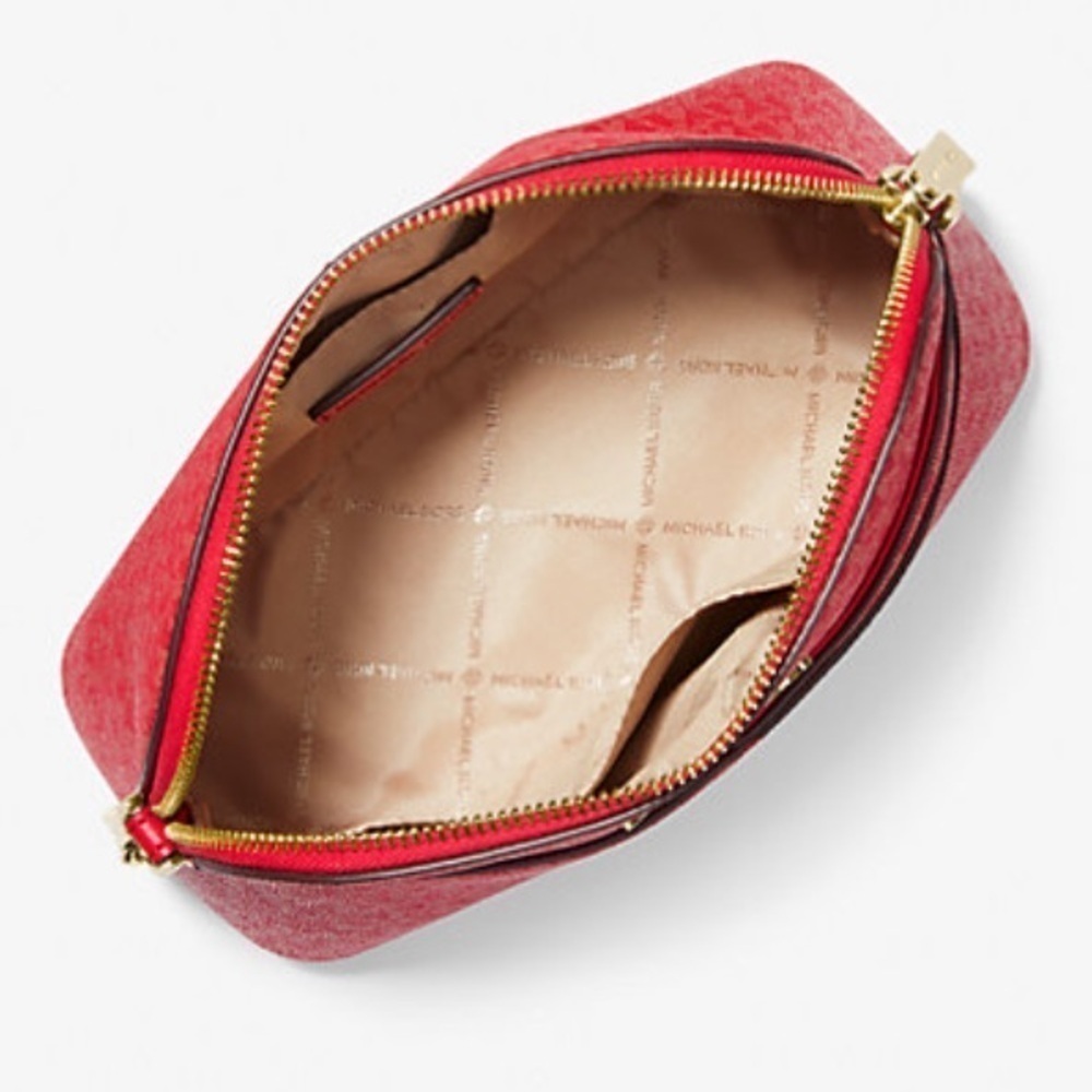 Michael Kors Jet Set Red Metallic Signature Logo Dome Crossbody Bag New Handbag - Picture 9 of 9